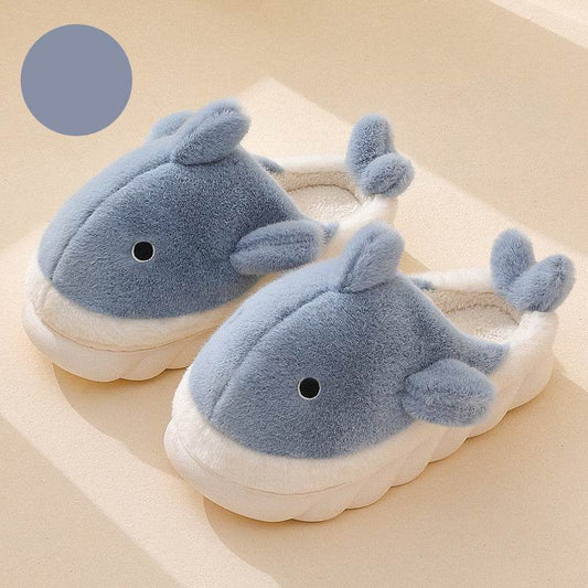 Shark Slippers Soft Sole Furry Shoes Home Bedroom Slippers Women - Mubimart