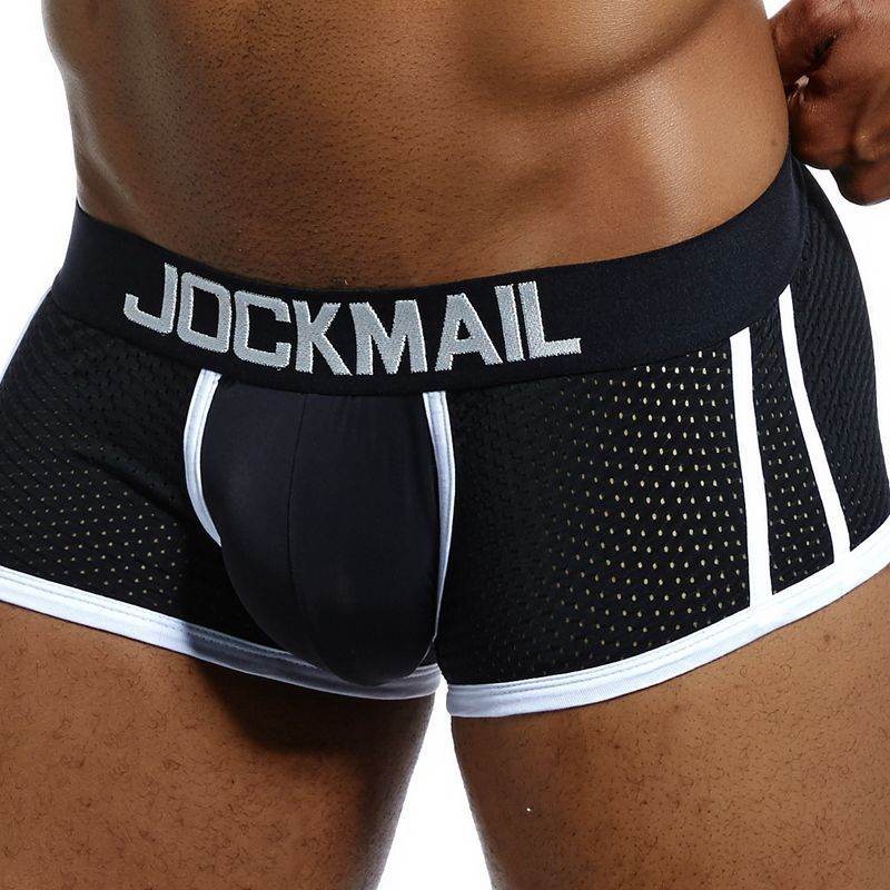 JOCKMAIL Brand Underwear Boxer Men Breathable Mesh Men's Boxers Male Underpants Sexy Gay penis pouch Panties Mens Trunks Pant - Mubimart