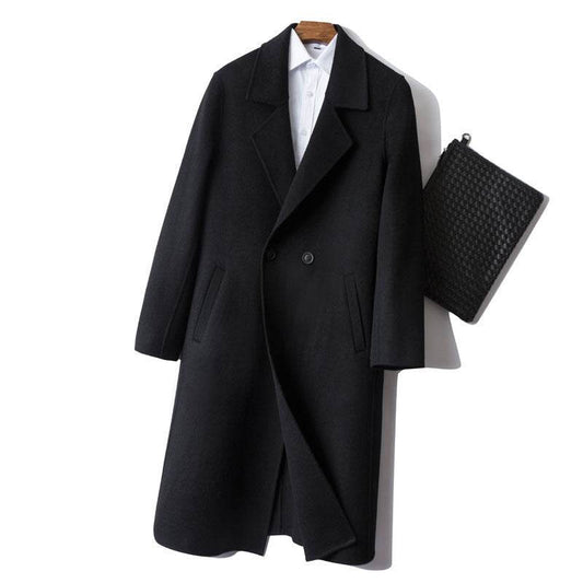 Long Dropped Shoulder Trench Coat Cashmere Coat - Mubimart