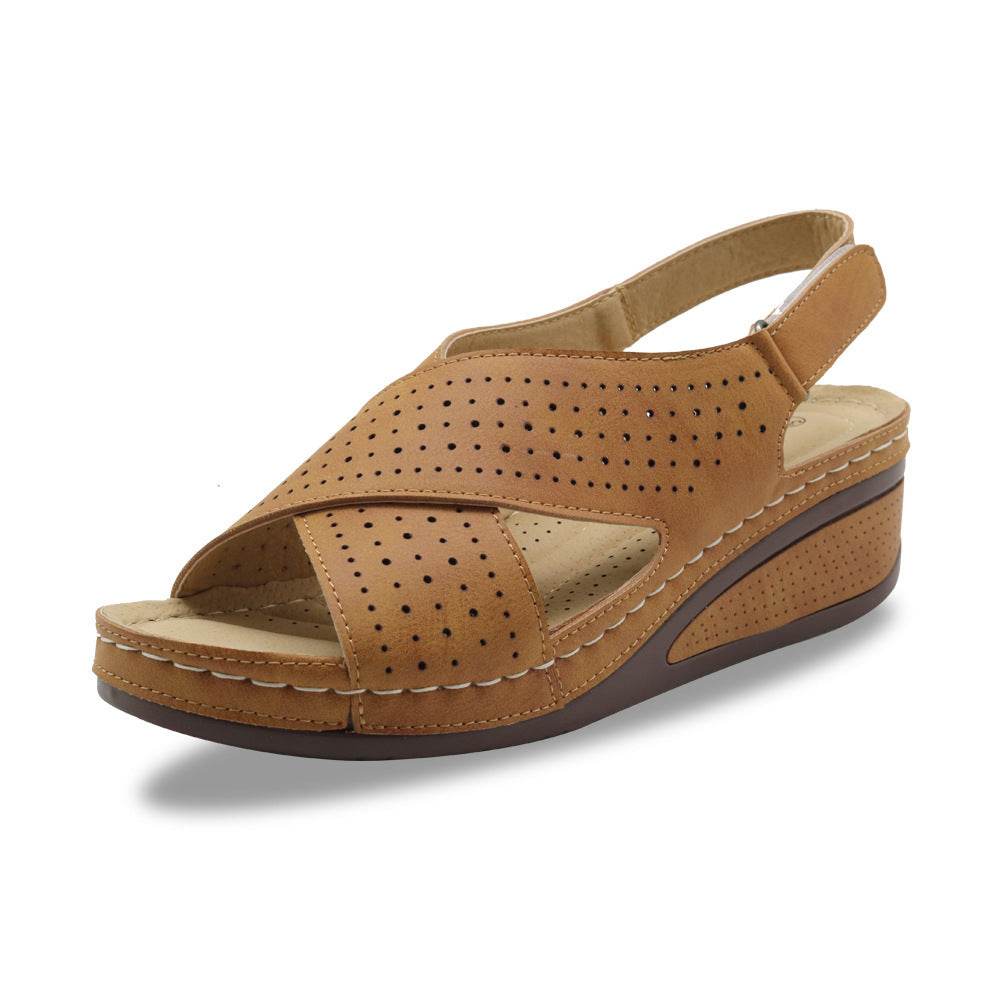 Platform sandals with rounded wedge heels - Mubimart