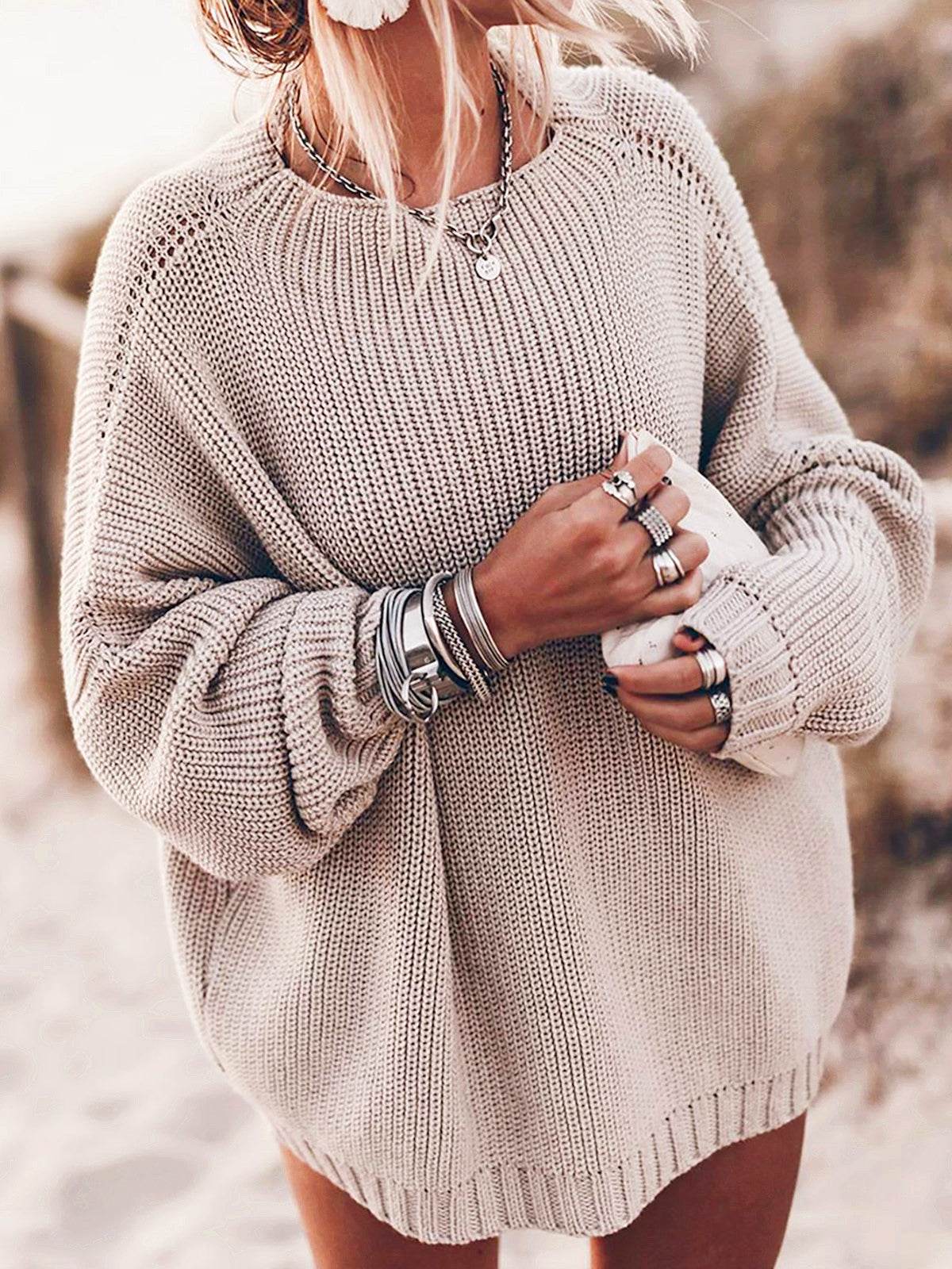 Loose plus size sweater coat - Mubimart