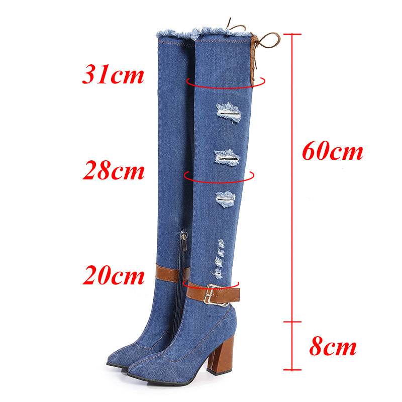Stiletto pointed over-the-knee boots - Mubimart