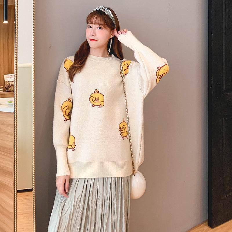 Sweater loose top mid-length outing maternity wear - Mubimart