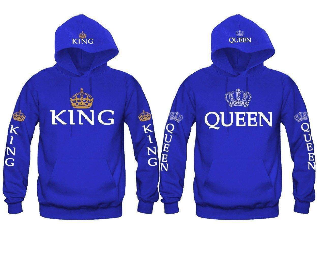 Blue King & Queen Hoodies - Mubimart