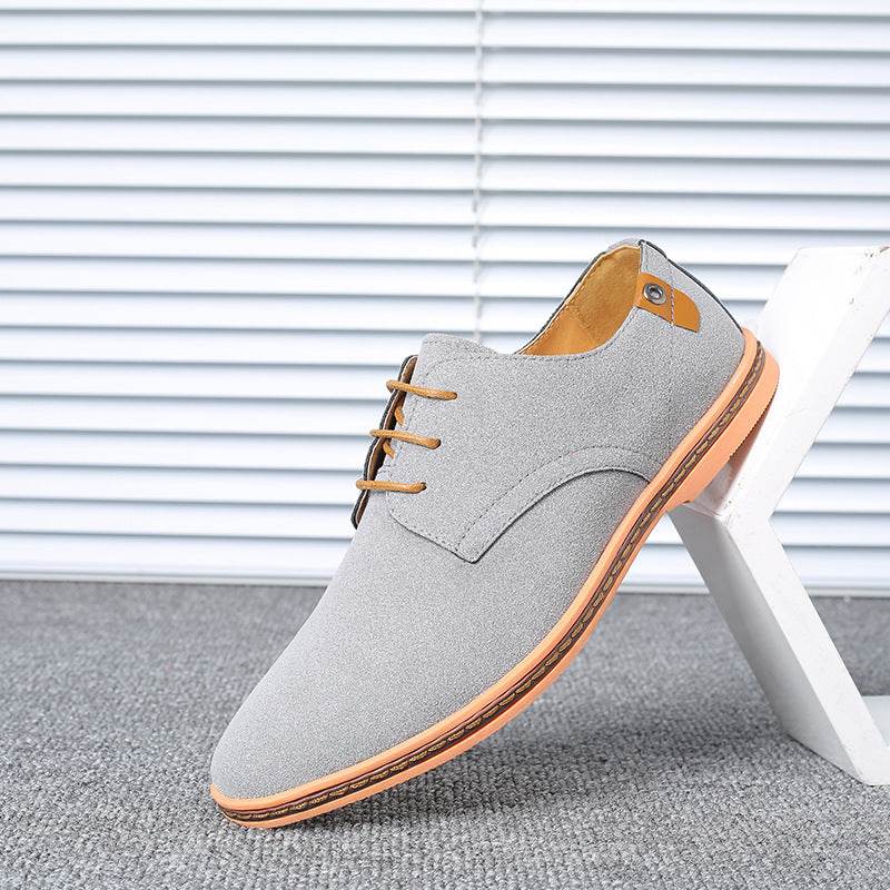 Spring suede men's shoes leather casual oxford shoes - Mubimart