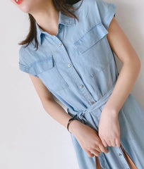 Solid color shirt dress - Mubimart -  