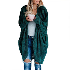 Knit cardigan jacket plus size loose long sweater - Mubimart -  