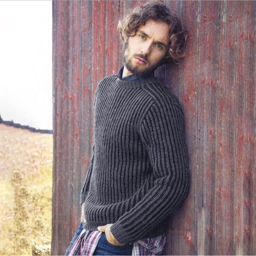 Knitted sweater pullover round neck sweater - Mubimart