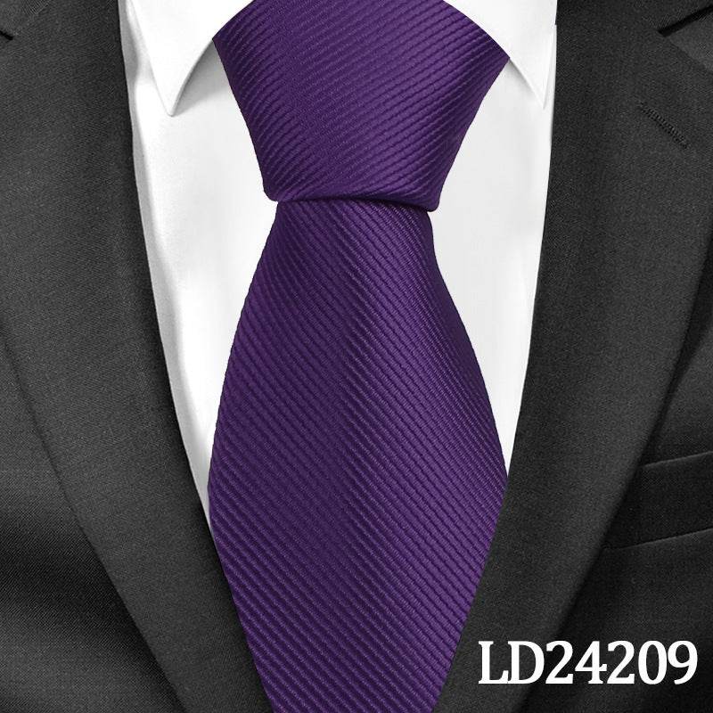 Pinstripe Classic Plain Polyester Tie Set Fashion 6cm Solid Color Linen Cotton Necktie Bright Ties Pin Clips Clasp Colourful For Men's Clothing Accessories - Mubimart