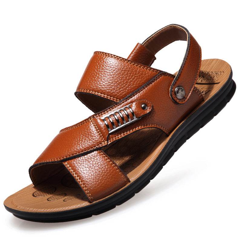 Men's sandals leather beach shoes - Mubimart