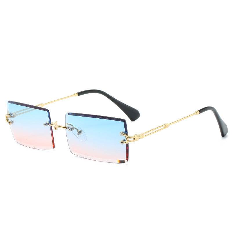 Rimless Rectangle Sunglasses Square Fashion Hip-hop Sunglasses Tide Ins Retro Street Beat Cut Edge Sunglasses - Mubimart