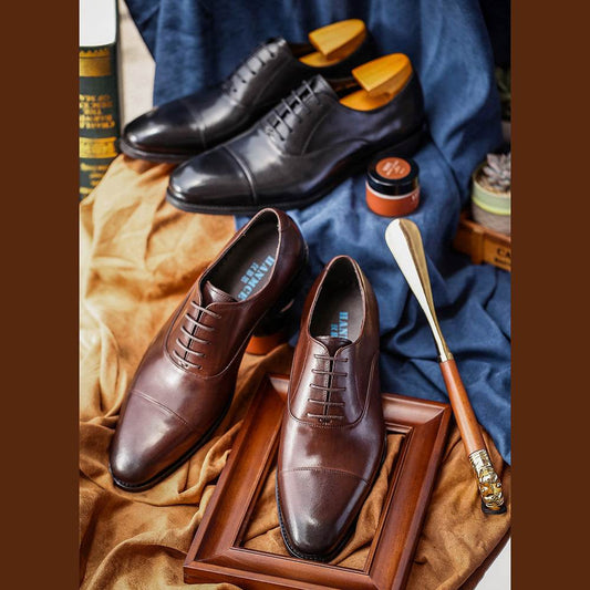 Hanmce Oxford Shoes Fashion Genuine Leather Breathable - Mubimart