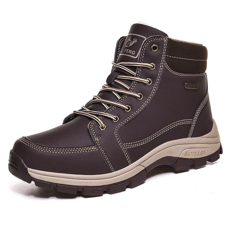 Men Boots Winter Snow Outdoor Ankle Boots For Men Super Warm Boots Leather Non-Slip Work Shoes - Mubimart