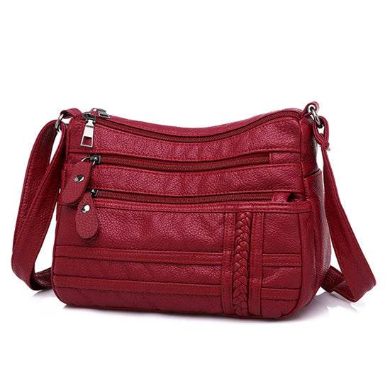 Fashion Women Soft Leather Shoulder Bag - Mubimart