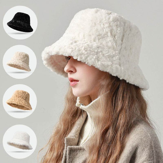 Lambswool Fisherman Hat Winter Warm Fashionable Solid Color Hats For Women - Mubimart