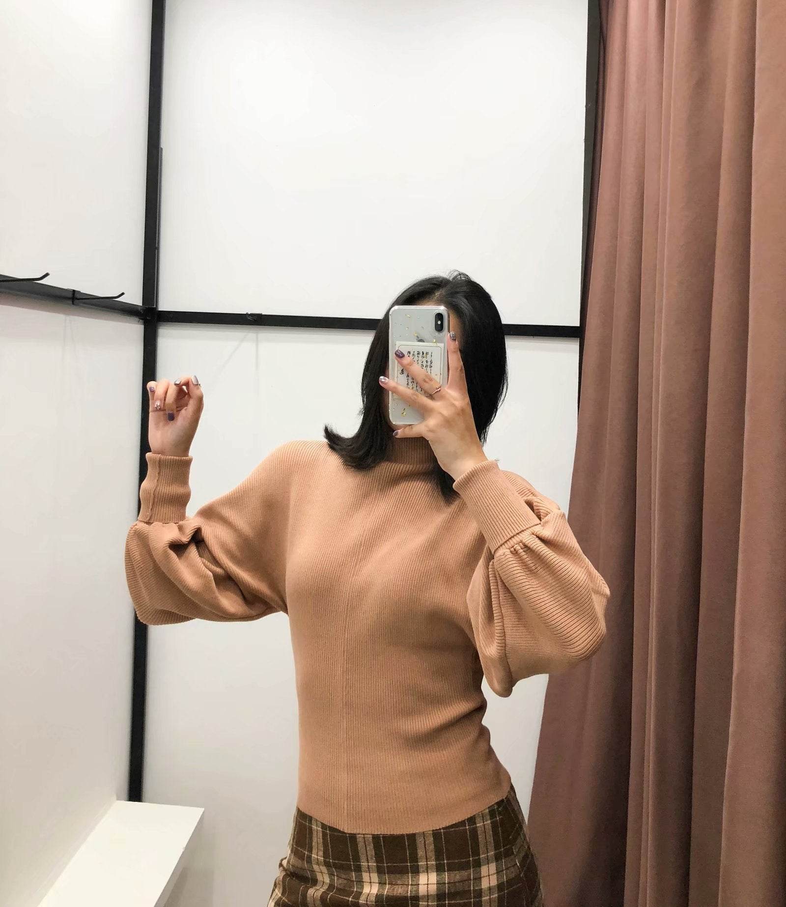 Turtleneck Pullover Sweater - Mubimart