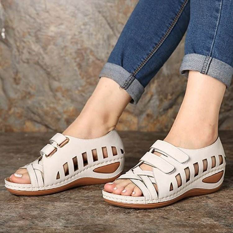 Solid color hollow women sandals - Mubimart