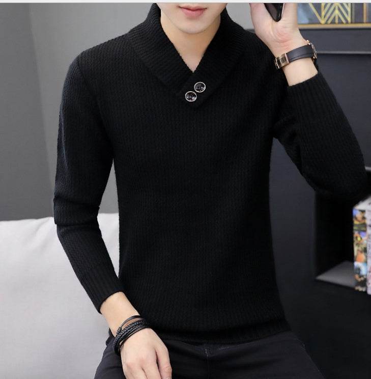 Lapel pullover sweater - Mubimart