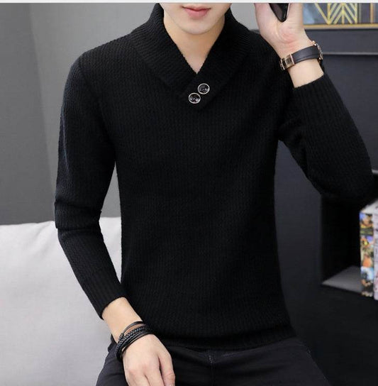 Lapel pullover sweater - Mubimart
