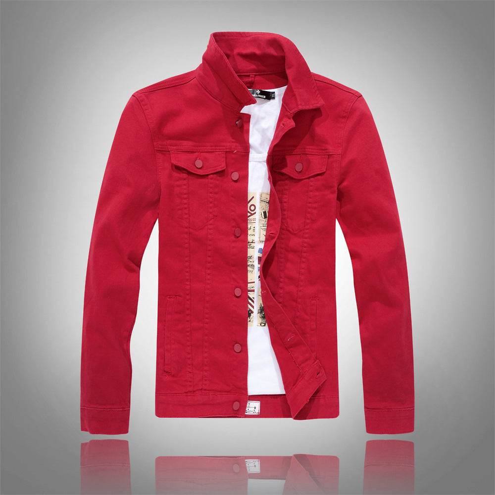 Denim jacket men's gray washed denim jacket - Mubimart