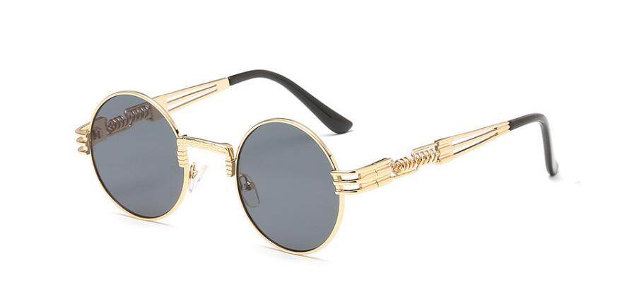 Gold Metal Fashion John Lennon Round Sunglasses Steampunk Sunglasses Mens Womens Retro Vintage Coating Mirrored Eyewear Shades - Mubimart