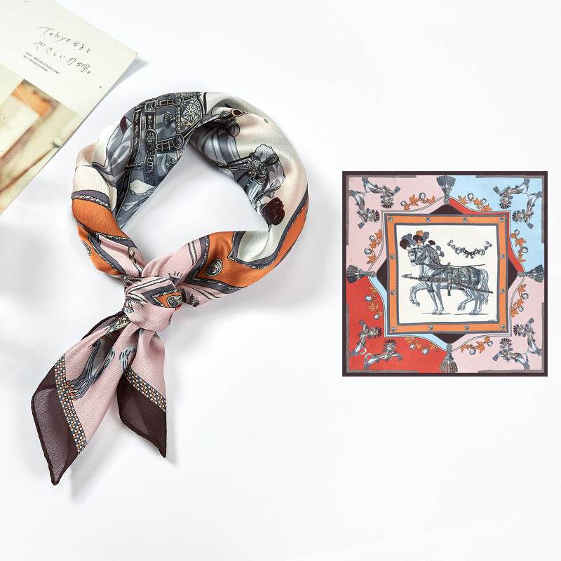 New Simulated Silk Satin Printed Scarves - Mubimart