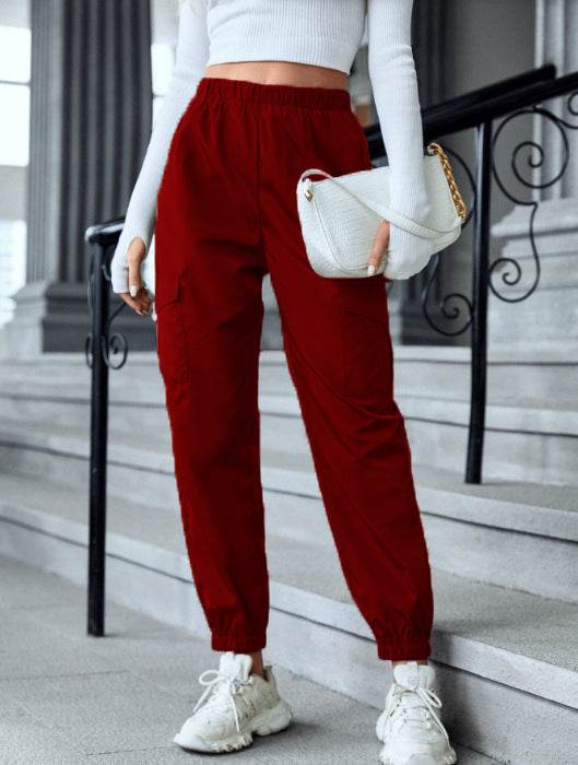 New Cargo Pants Fashion Casual Multi-pocket Elastic Waist Pencil Pants For Women - Mubimart