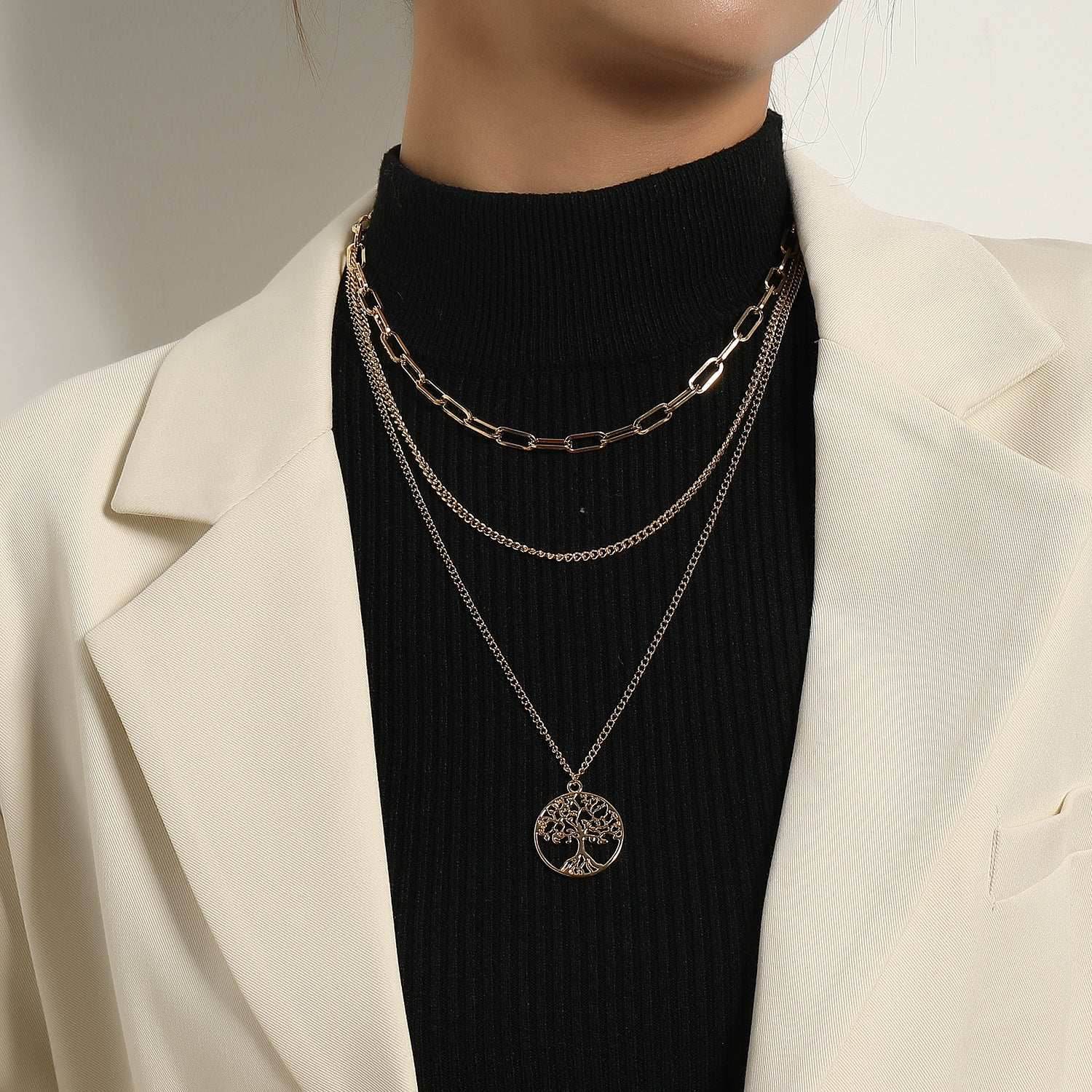 Ornaments Creative Geometric Square Chain Necklace Women - Mubimart