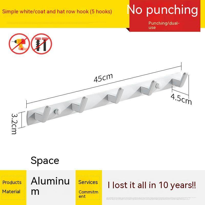 Punch-free Space Aluminum Coat Hook Toilet Coat Hook - Mubimart