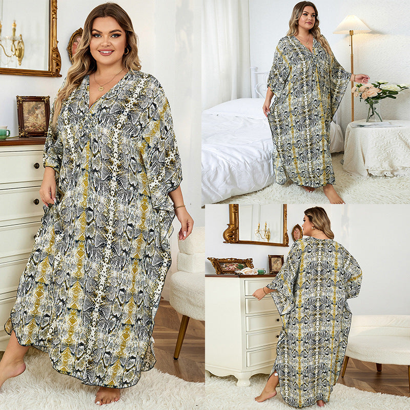 Loose Plus Size Robe Vacation Beach Coat - Mubimart -  