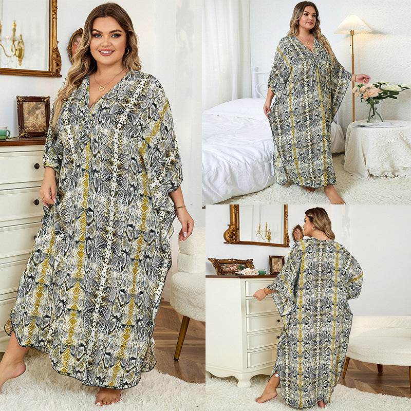 Loose Plus Size Robe Vacation Beach Coat - Mubimart