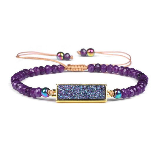 Natural Stone Woven Bracelet Mixed Shape Beads Bracelet Quartz Adjustable Rope Bracelets For Men Women Charm Fashion Jewelry - Mubimart