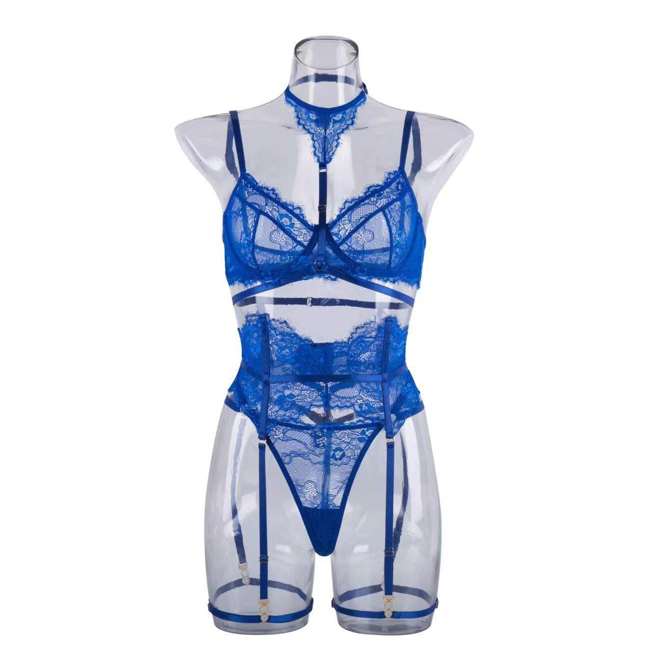 Women's Halter Garter Belt Three-piece Set - Mubimart