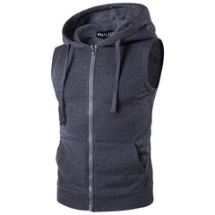 New Men's Sleeveless Cotton Zipper Hoodies