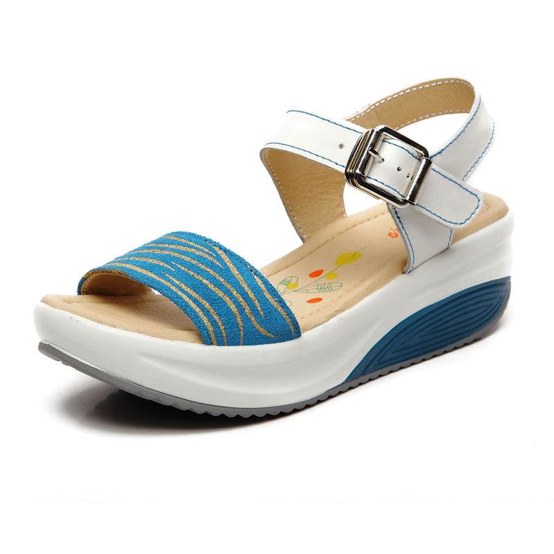 Leather sandals flat heel flat heel - Mubimart