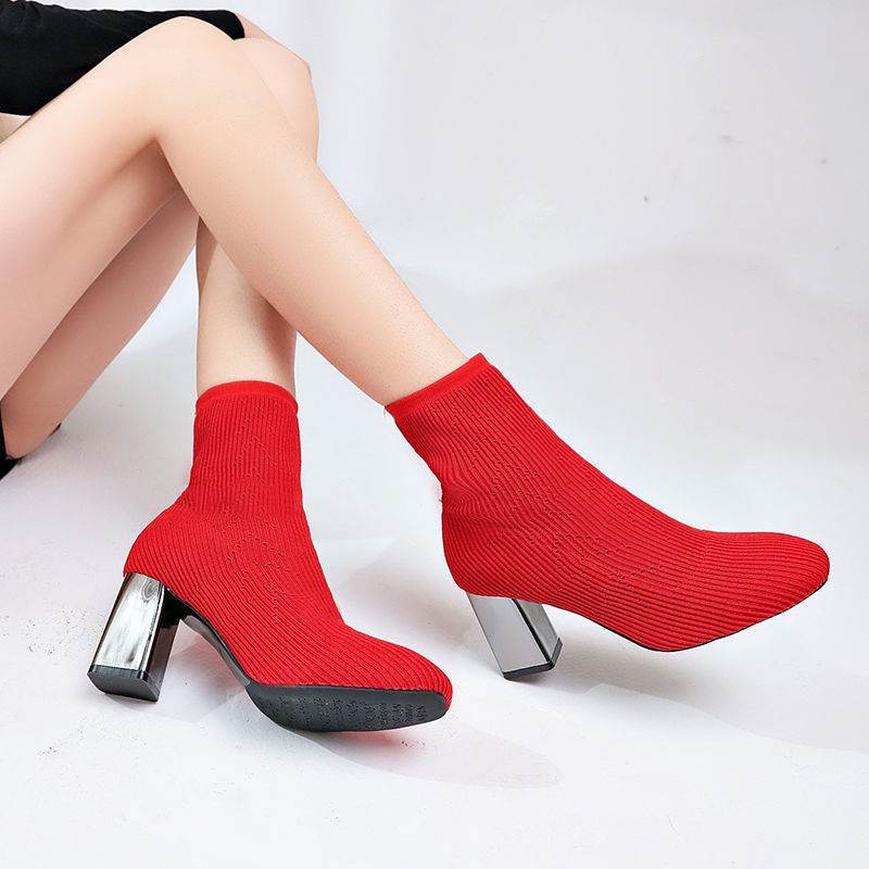 Elastic boots women high heels - Mubimart
