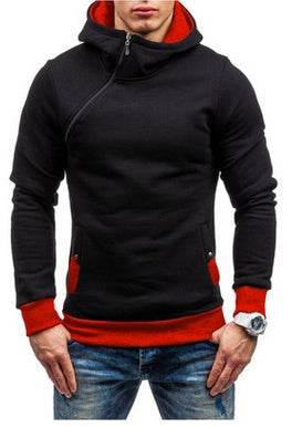 Brand Hoodie Oblique Zipper Solid Color Hoodies Men Fashion Tracksuit Male Sweatshirt Hoody Mens - Mubimart