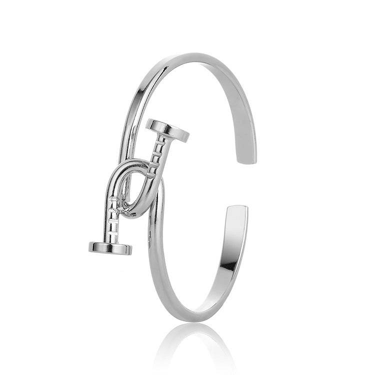 Rose Gold oval bangle bracelet - Mubimart