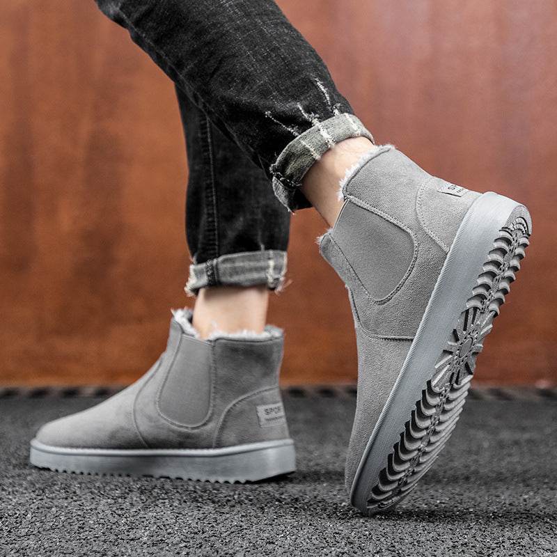 Boots Shoes New Winter Male Boots for Men Leather Ankle Boots Man Booties Footwear Outdoor Boots Shoe Warm Fur - Mubimart