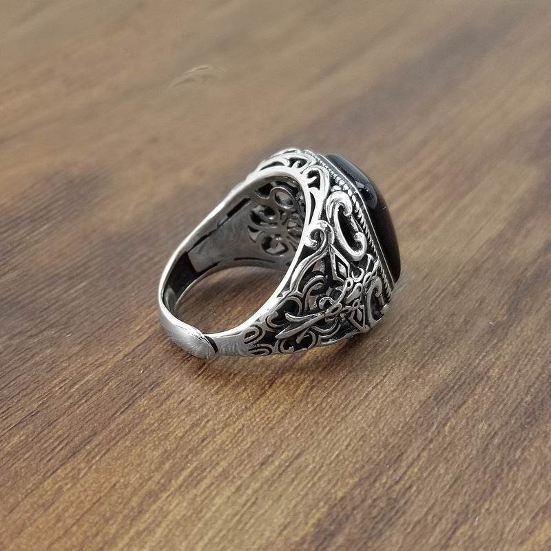 S925 sterling silver ring male ring - Mubimart