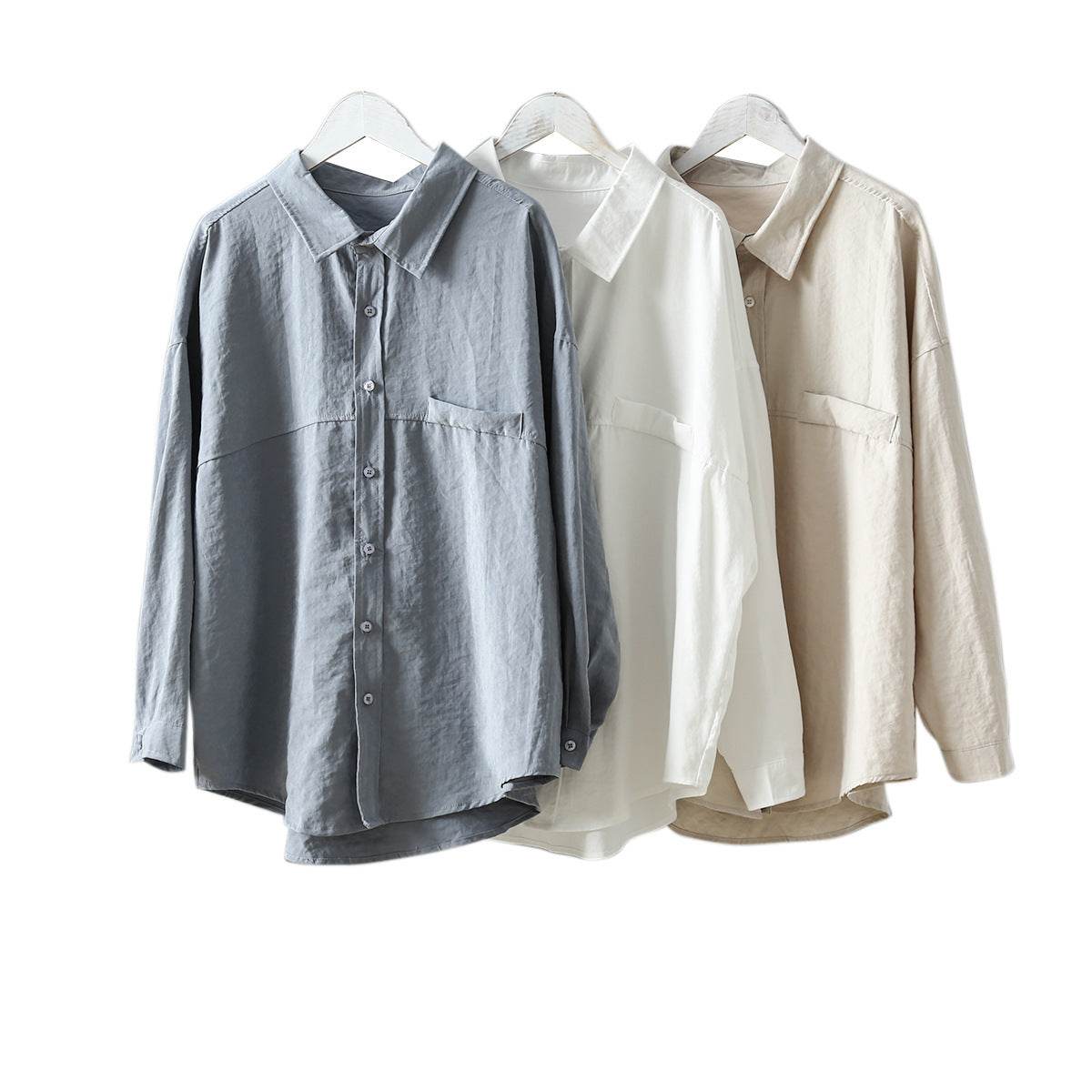 Women's shirt jacket loose Hong Kong style shirt women - Mubimart