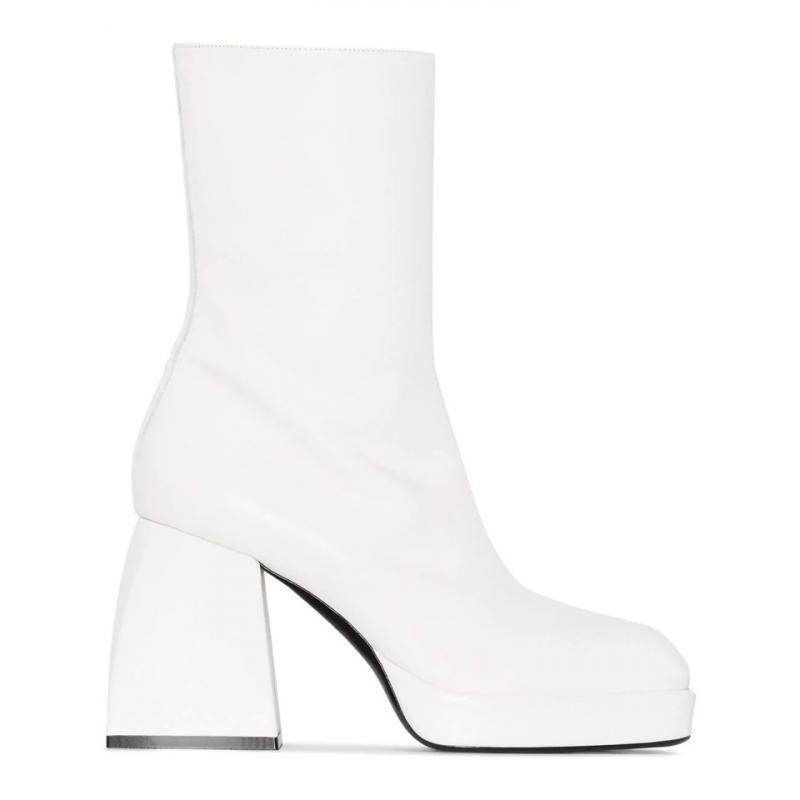 Women's retro square toe mid boots - Mubimart