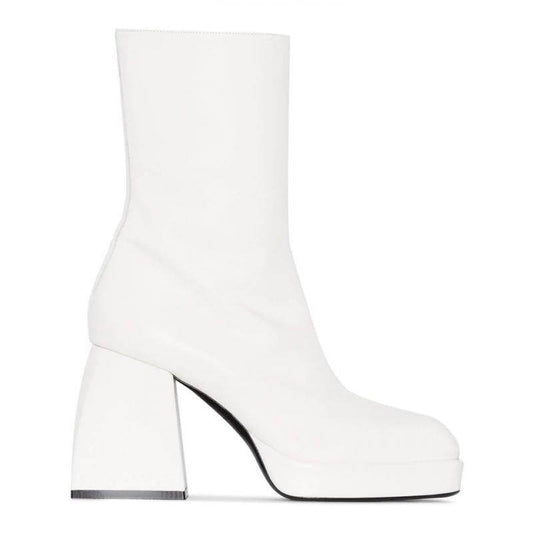 Women's retro square toe mid boots - Mubimart