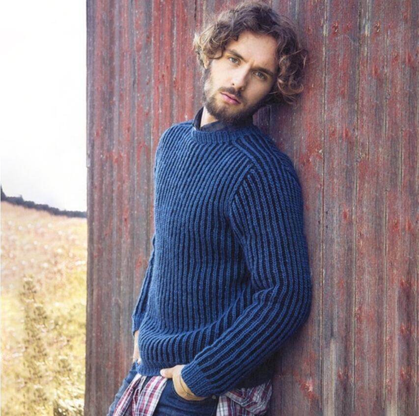 Knitted sweater pullover round neck sweater - Mubimart