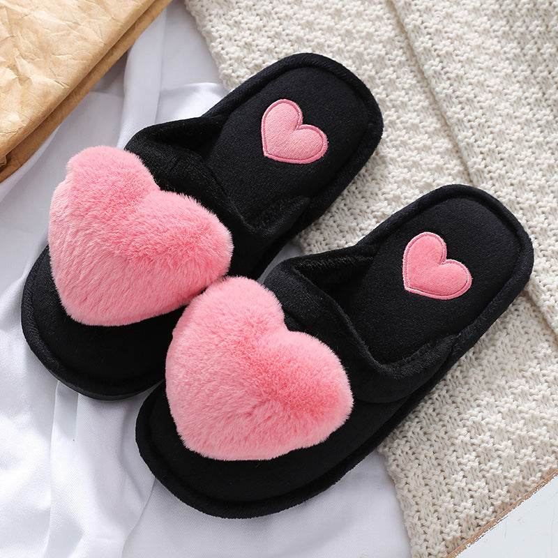 Cute Love Fluffy Slipper Home Slippers - Mubimart