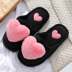 Cute Love Fluffy Slipper Home Slippers - Mubimart - Womens Platform Slipper 