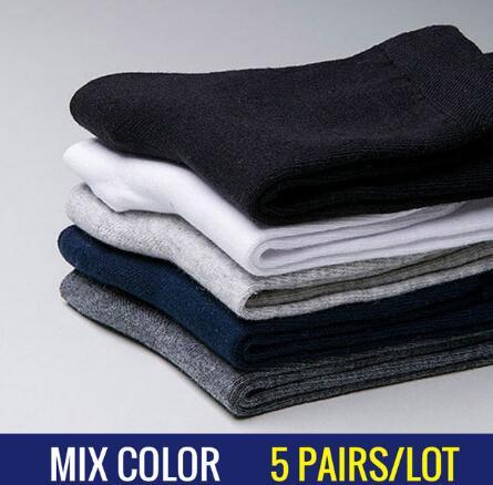 5 Pairs High Quality Casual Men's Business Socks For Men Cotton Brand Crew Autumn Winter Black White Socks - Mubimart -  