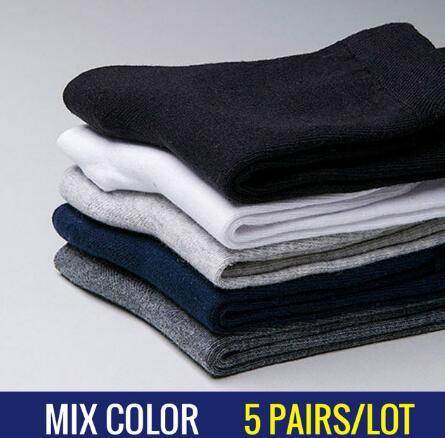 5 Pairs High Quality Casual Men's Business Socks For Men Cotton Brand Crew Autumn Winter Black White Socks - Mubimart