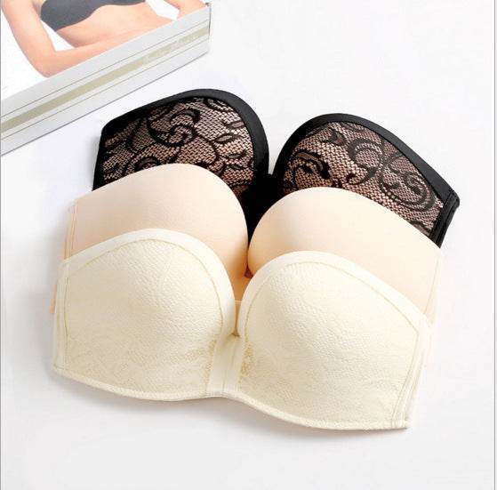 Strapless underwear invisible bra gathers anti-slip - Mubimart