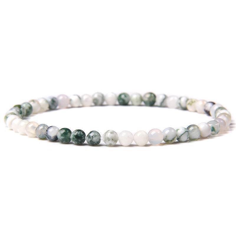 4mm Natural Agate Stone Beads Energy Charm Bracelet For Women - Mubimart